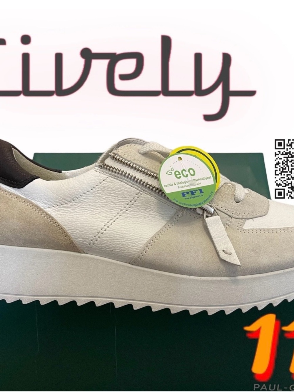 Paul Green Women's White & Beige Zip-Detail Sneaker